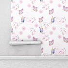 Papel De Parede Adesivo Com Borboletas E Flores  Roxo Branco