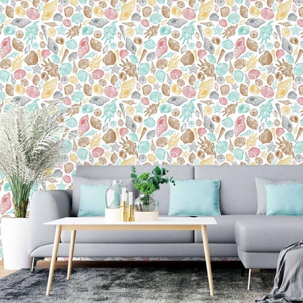 Papel De Parede Adesivo Conchas Mar N015115 0,58x3,00m