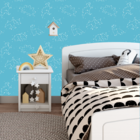 Papel De Parede Adesivo Constelação Dinossauro Azul 15m