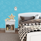 Papel De Parede Adesivo Constelação Dinossauro Azul 18m