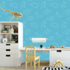 Papel De Parede Adesivo Constelação Dinossauro Azul 18m