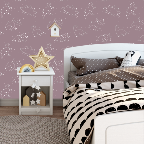 Papel De Parede Adesivo Constelação Dinossauro Fendi 18m