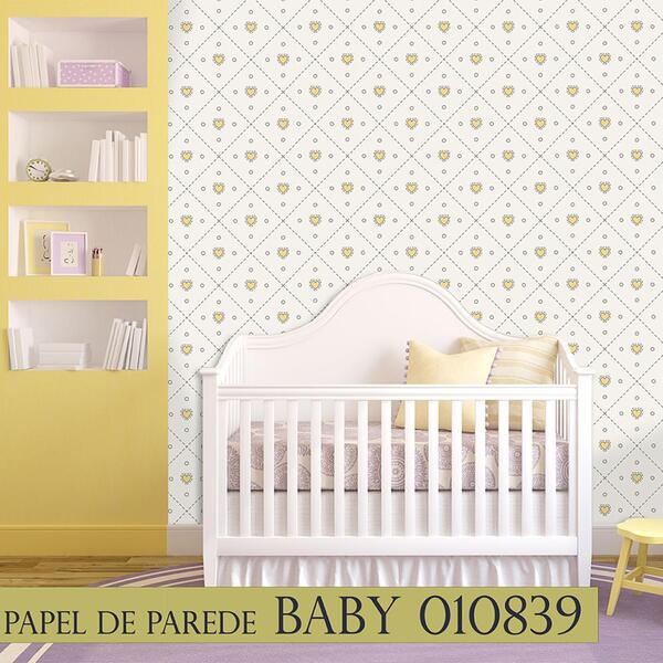 Papel De Parede Adesivo Coração Amarelo 010839 Rolo 0,58x3m