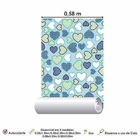 Papel De Parede Adesivo Coração Azul 370