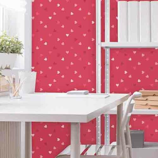 Papel De Parede Adesivo Coração Rosa 210221