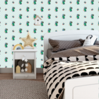 Papel De Parede Adesivo Corujas Com Fundo Verde Coração 9m