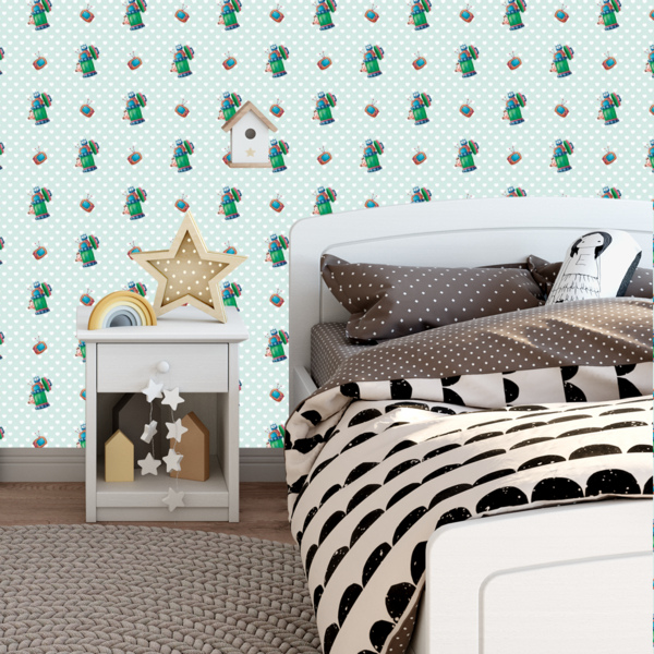 Papel De Parede Adesivo Corujas Com Fundo Verde Coração 9m