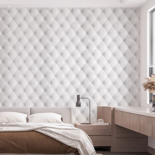 Papel De Parede Adesivo Couro Branco King - 3,0m