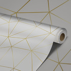Papel De Parede Adesivo Cozinha Simétrico Branco Gold 12m