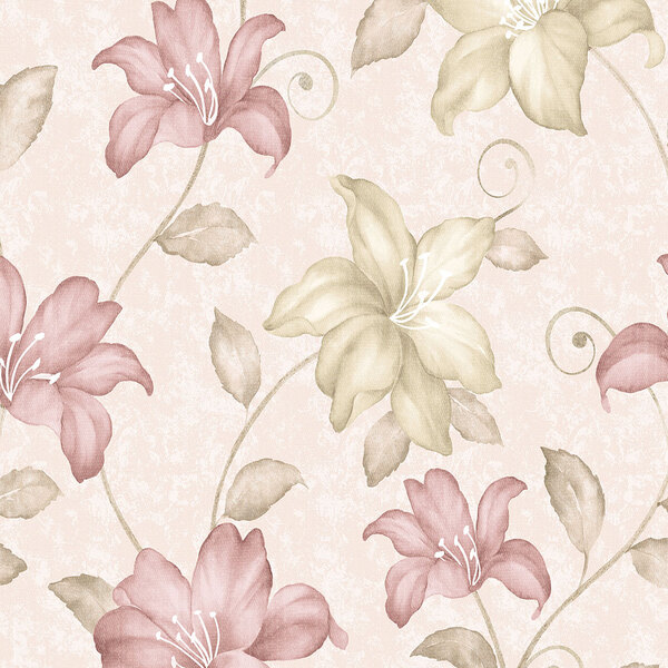 Papel De Parede Adesivo Creme Rose E Verde Musgo Bege Para Qu