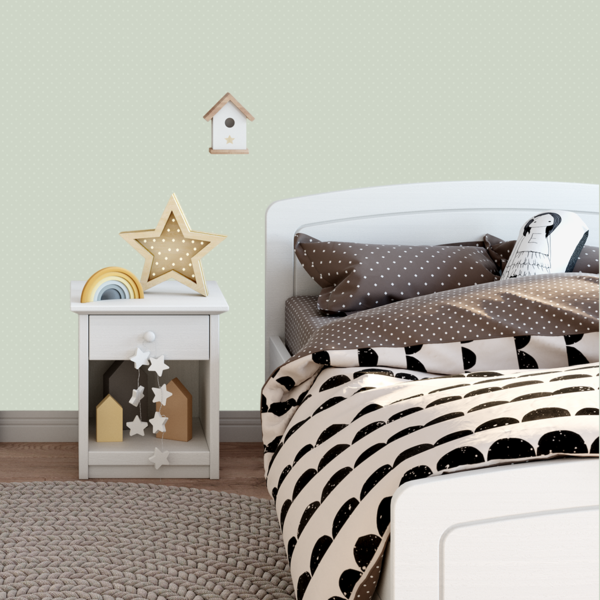 Papel De Parede Adesivo De Bolinha E Fundo Verde Bebê 12m