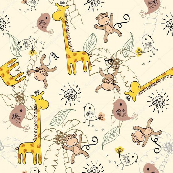 Papel De Parede Adesivo Decoração Animais Safari Fundo Rosa 1