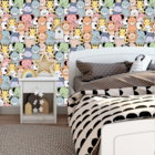 Papel De Parede Adesivo Desenho De Animais Coloridos 18m
