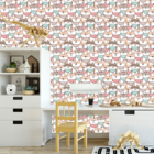 Papel De Parede Adesivo Desenho De Cachorro Cor Pastel 6m