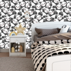 Papel De Parede Adesivo Desenho Panda Com Fundo Branco 15m