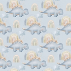 Papel De Parede Adesivo Dinossauro Baby Fundo Azul 3m