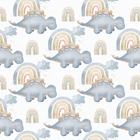 Papel De Parede Adesivo Dinossauro Baby Fundo Off White 18m