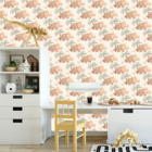 Papel De Parede Adesivo Dinossauro Coqueiro E Xadrez  15m