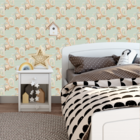 Papel De Parede Adesivo Dinossauro Coqueiro Fundo Verde 6m