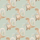 Papel De Parede Adesivo Dinossauro Coqueiro Fundo Verde 6m