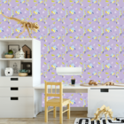 Papel De Parede Adesivo Dinossauro Fundo Lavanda Bebê 18m