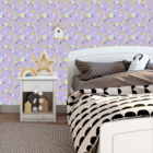 Papel De Parede Adesivo Dinossauro Fundo Lavanda Bebê 9m