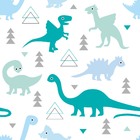 Papel De Parede Adesivo Dinossauros Azul Com Fundo Branco 3mx