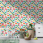 Papel De Parede Adesivo Dinossauros Coloridos Fundo Branco 9m