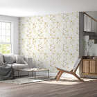 Papel De Parede Adesivo Dourado Minimalista Geométrico 2,80m