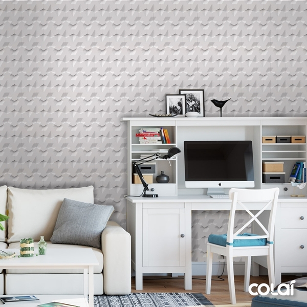 Papel De Parede Adesivo Efeito Gesso 3d Geométrico 11 3m