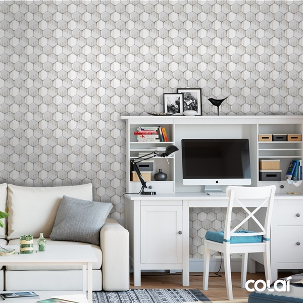 Papel De Parede Adesivo Efeito Gesso 3d Geométrico 14 12m