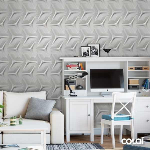 Papel De Parede Adesivo Efeito Gesso 3d Geométrico 16 18m