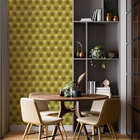 Papel De Parede Adesivo Estofado Amarelo Sofá Botão 2,80m