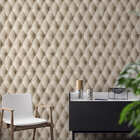 Papel De Parede Adesivo Estofado Bege Sofá Botão 2,80m