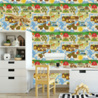 Papel De Parede Adesivo Fazenda Farm Rural Animais Bebê 9m