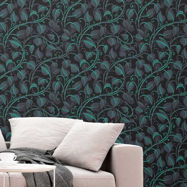 Papel De Parede Adesivo Flor Geométrica Verde Escuro 3m