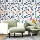 Papel De Parede Adesivo Floral Azul E Rosa N06185