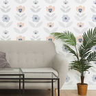 Papel De Parede Adesivo Floral Azul Rosa N06187