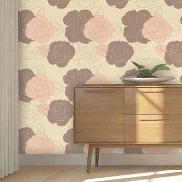 Papel De Parede Adesivo Floral Bege 478