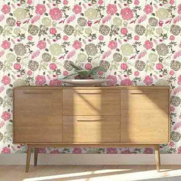 Papel De Parede Adesivo Floral Bege 685