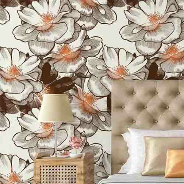 Papel De Parede Adesivo Floral Branco 113954248