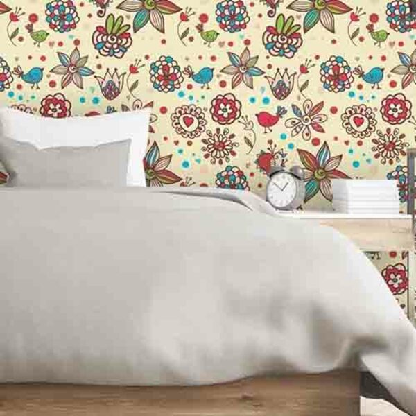 Papel De Parede Adesivo Floral Colorido 1368