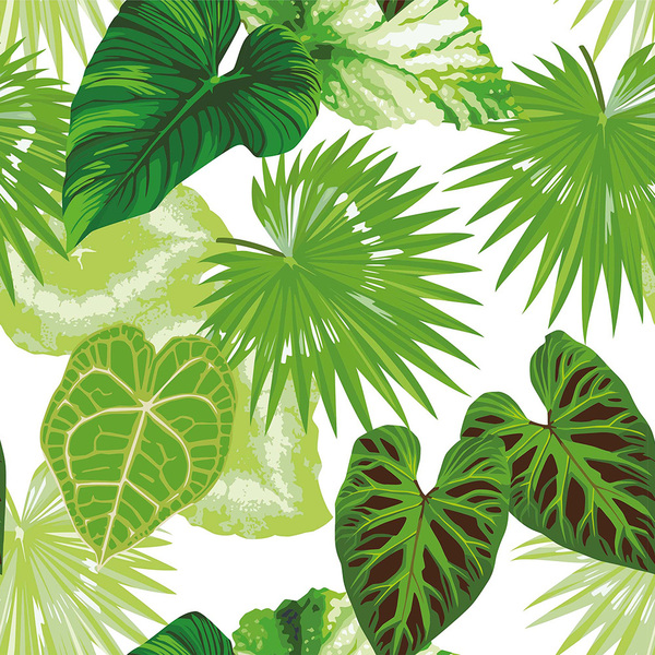 Papel De Parede Adesivo Floral Com Folhas Tropicais Verdes 12