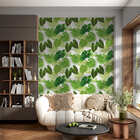Papel De Parede Adesivo Floral Com Folhas Tropicais Verdes 1m