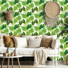 Papel De Parede Adesivo Floral Com Folhas Tropicais Verdes 1m