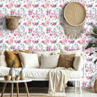 Papel De Parede Adesivo Floral Com Rosas E Folhas Verdes 9mx5