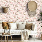 Papel De Parede Adesivo Floral Delicado Com Flores Rosa 10mx5