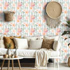 Papel De Parede Adesivo Floral Estilo Pintura Flores Rosa 6mx