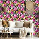 Papel De Parede Adesivo Floral Flores Lilás Com Borboletas 6m