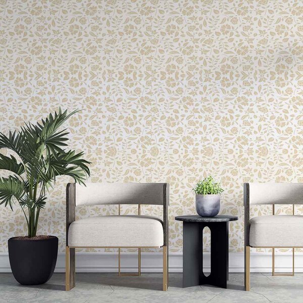 Papel De Parede Adesivo Floral Folha N02002 0,48x2,5m